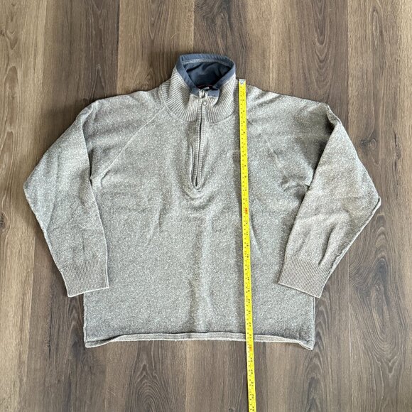 The North Face Quarter Zip Pullover Mens Large Tan Cotton Wool Blend Runs Small - Picture 3 of 6